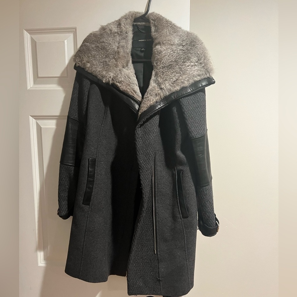 Fur collared coat